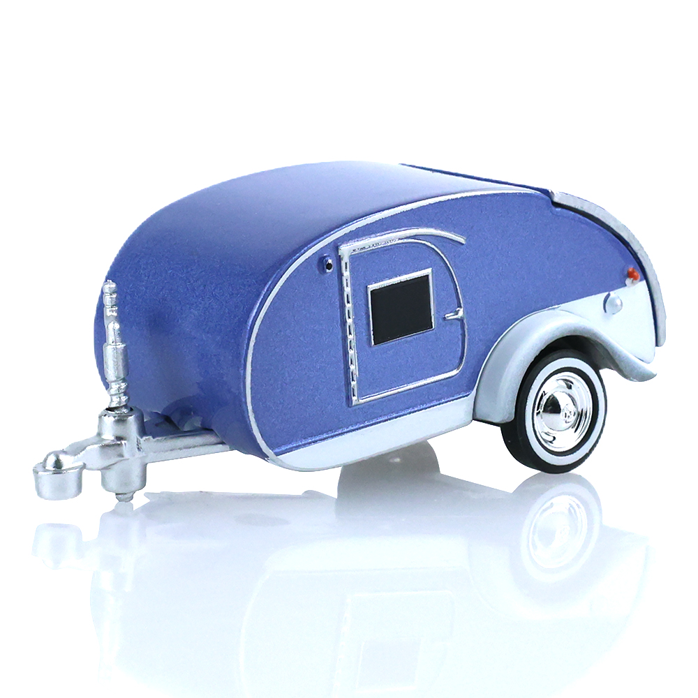 1974 Ford Club Wagon ‐ Medium Blue with Tear Drop Trailer