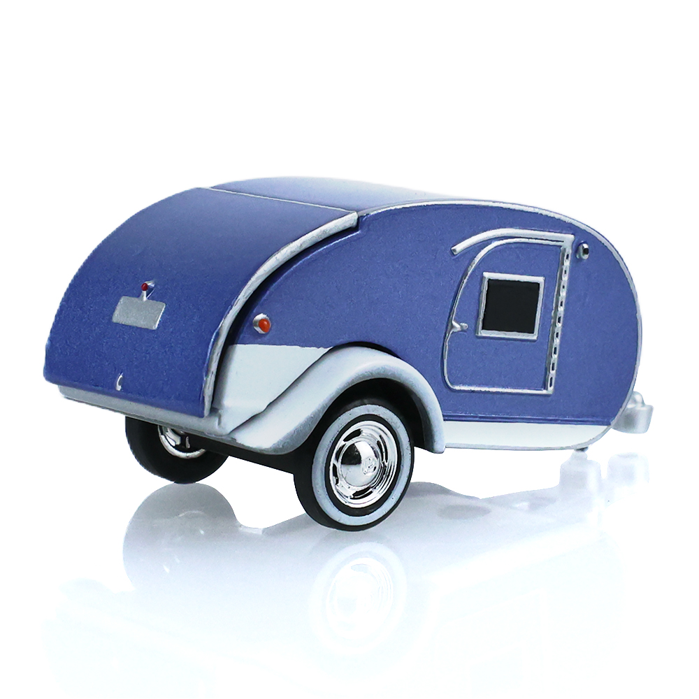 1974 Ford Club Wagon ‐ Medium Blue with Tear Drop Trailer