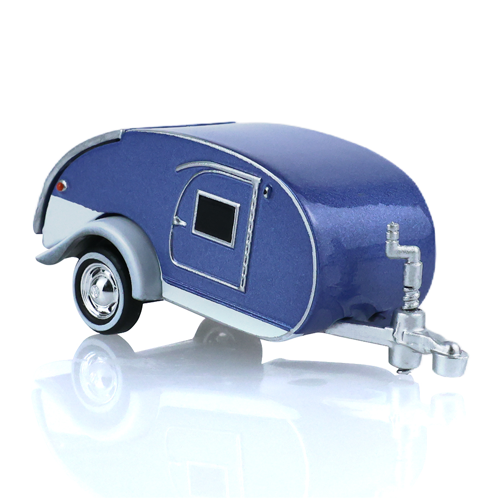 1974 Ford Club Wagon ‐ Medium Blue with Tear Drop Trailer