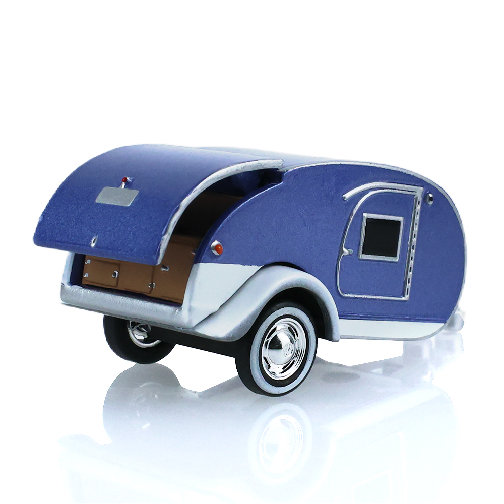 1974 Ford Club Wagon ‐ Medium Blue with Tear Drop Trailer