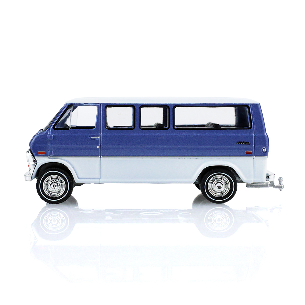 1974 Ford Club Wagon ‐ Medium Blue with Tear Drop Trailer