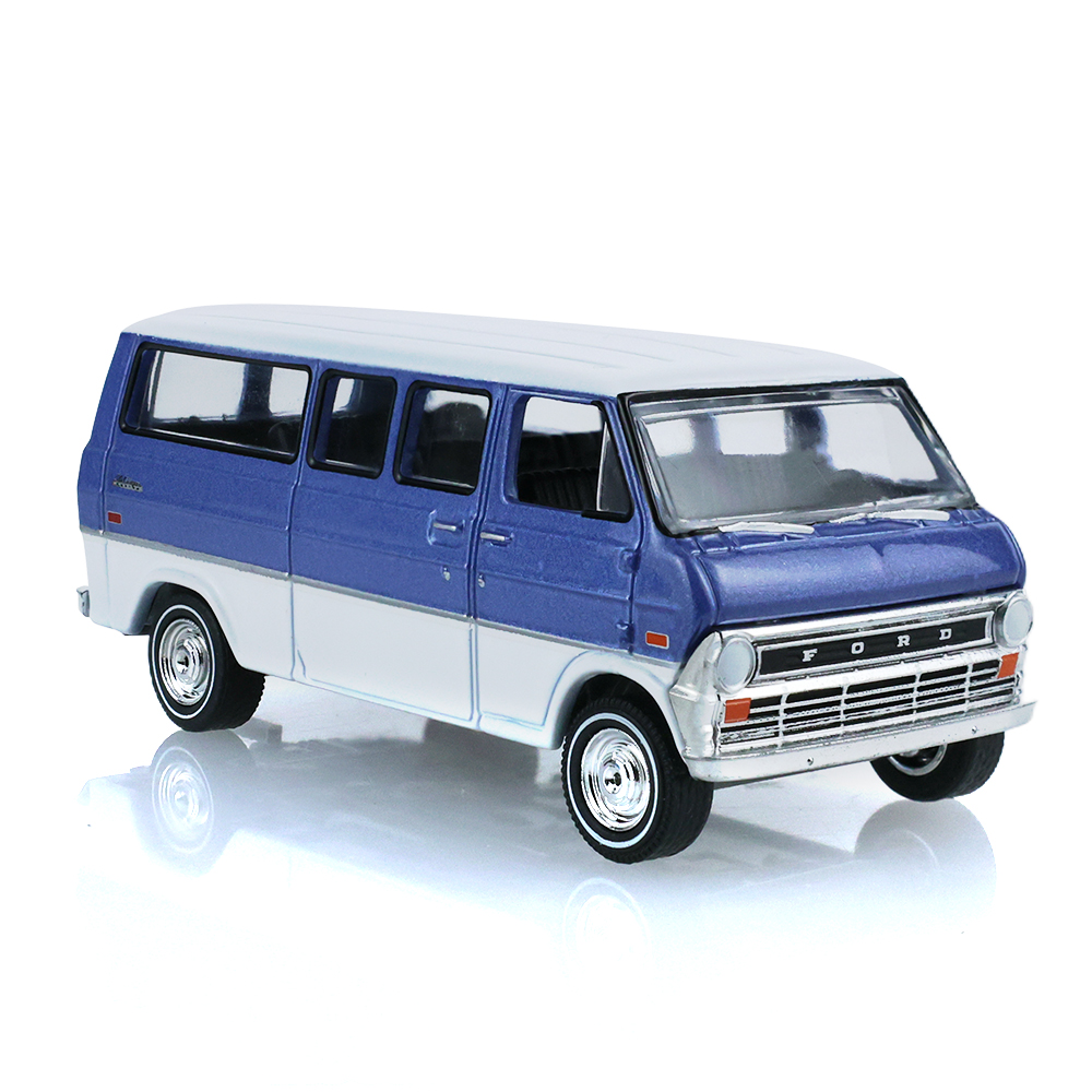 1974 Ford Club Wagon ‐ Medium Blue with Tear Drop Trailer