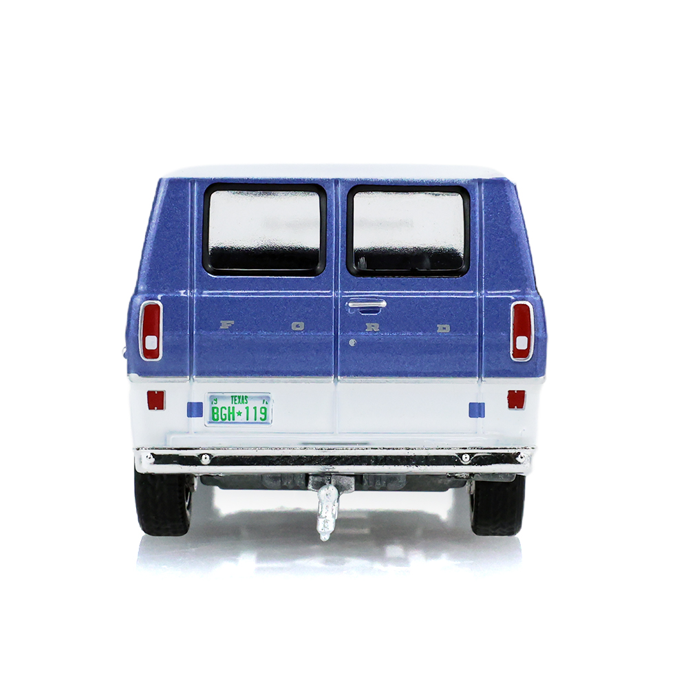 1974 Ford Club Wagon ‐ Medium Blue with Tear Drop Trailer