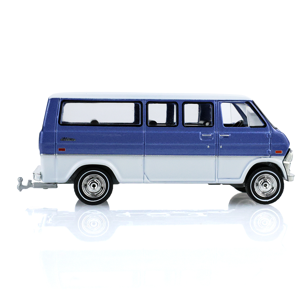 1974 Ford Club Wagon ‐ Medium Blue with Tear Drop Trailer