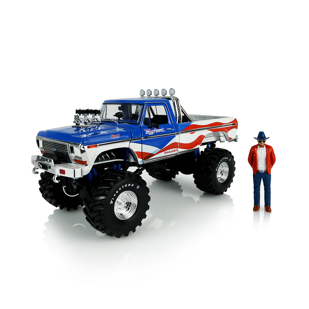 Kings of Crunch - Bigfoot #1 - 1979 Ford F-250 Monster Truck USA 250 Tribute with 1:18 Bob Chandler Standing Figure