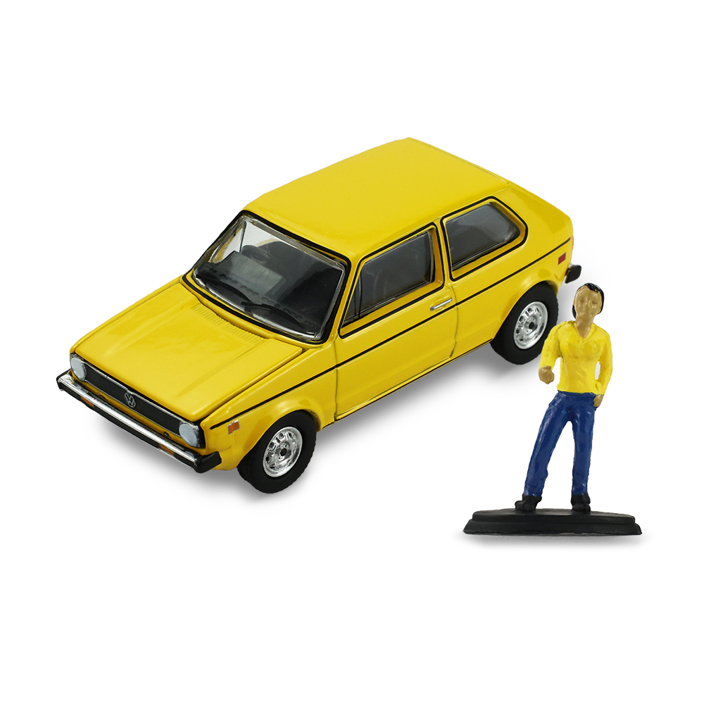 1977 VW Rabbit – Riyad Yellow with Female Customer - The Hobby Shop